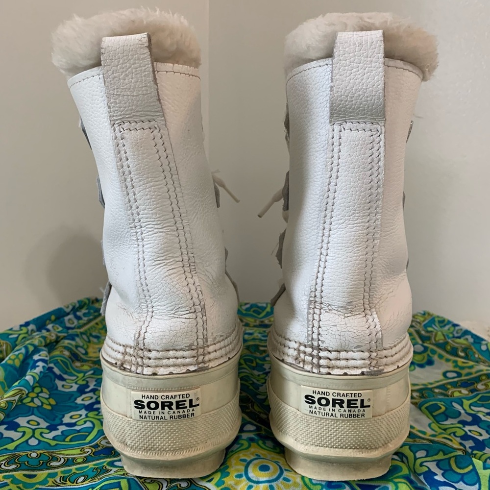 ❄️ SALE ❄️ Sorel Manitou White Leather Snow Boots - Picture 6 of 16